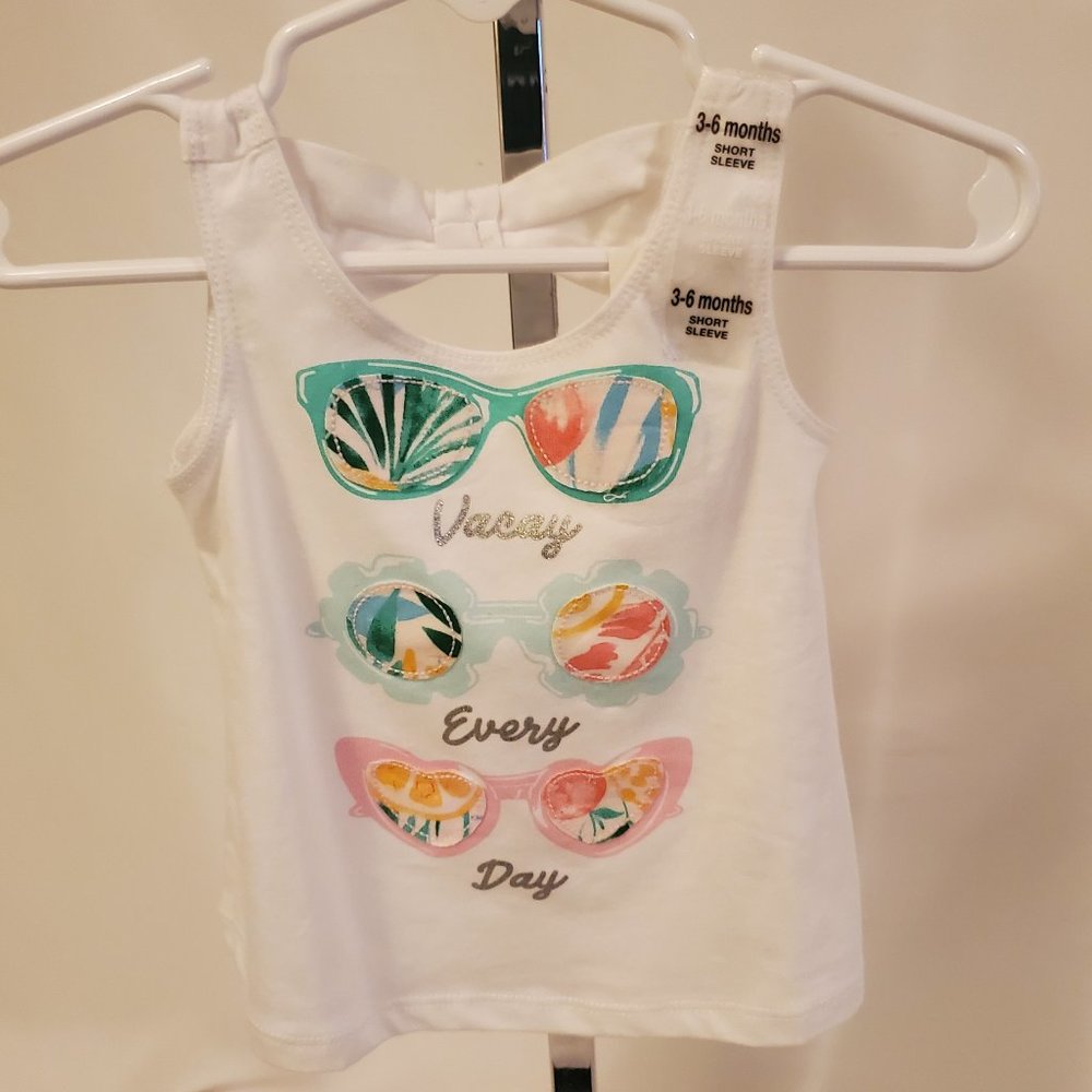 Tank Top,Sleeveless Bow-Back Embroidered Tropical, First Impressions (3-6 month)